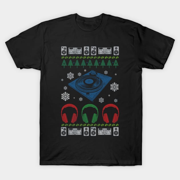 Disc Jockey Ugly Christmas Sweater T-Shirt for DJs T-Shirt by SolarFlare